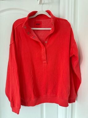 aerie Red Snap-Quarter Pullover